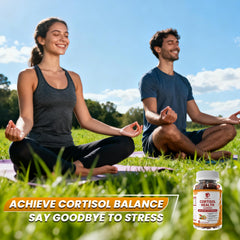 Lukaree cortisol gummies bottle highlights natural orange flavor and sugar-free formula.