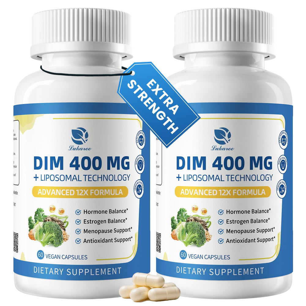 Lukaree DIM 400mg bottle on table for daily wellness support