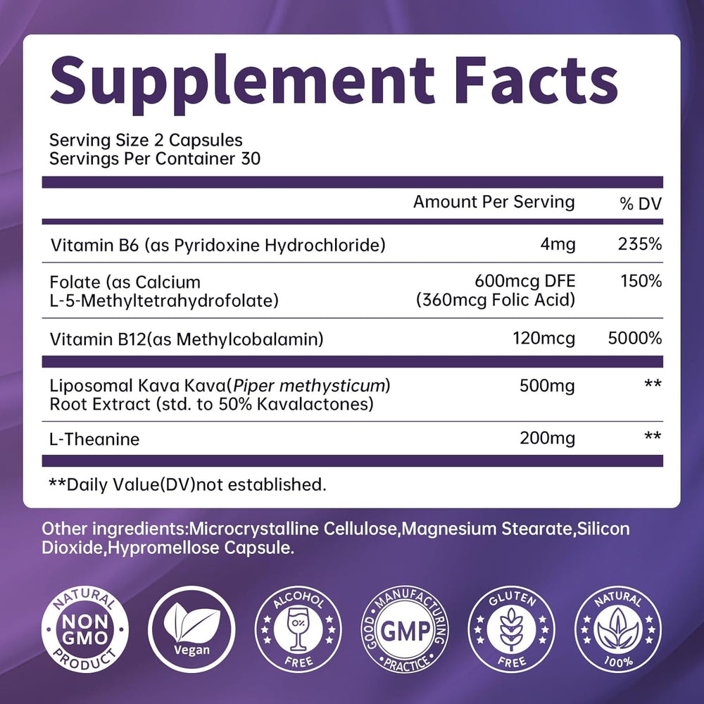 Lukaree liposomal calm capsules next to glass of water shows easy daily use.