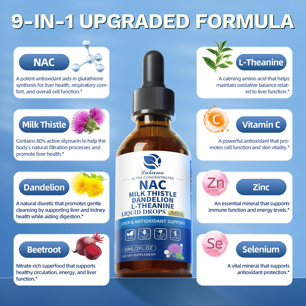 Lukaree NAC liposomal delivery image shows high absorption benefits