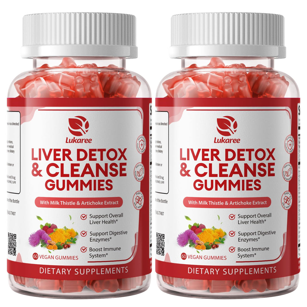 Lukaree Liver Cleanse Detox Gummies bottle for convenient sugar-free liver support.