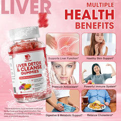 Lukaree Liver Cleanse Detox Gummies packaging highlighting a 2-pack vegan formula.