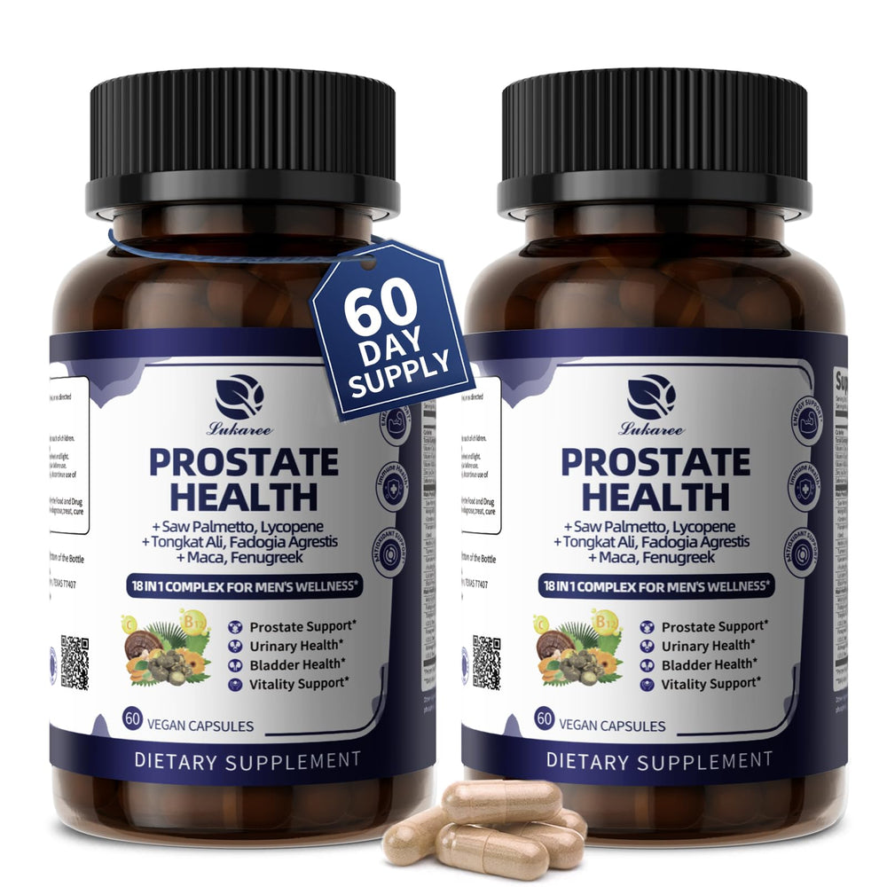 Lukaree Prostate 18-in-1 bottle showing comprehensive daily support.