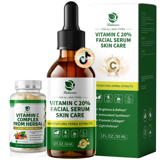 Lukaree Vitamin C Serum bottle close-up highlighting brightening action
