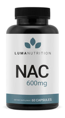 Luma NAC 600 mg capsules closeup for daily antioxidant support.