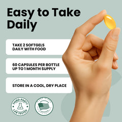 Luma Nutrition omega-3 capsules highlighting heart and brain daily support.