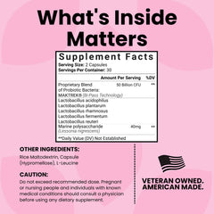 Luma Nutrition Probiotics for Women label design emphasizing Lactobacillus strains and prebiotic blend.