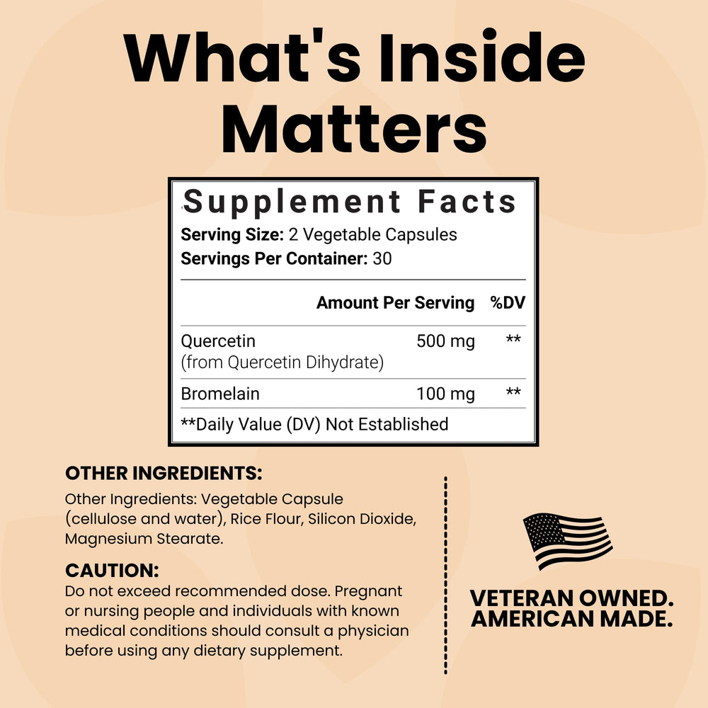 Luma Nutrition Quercetin 500mg bottle-label highlights vegan and gluten-free formula