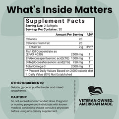 Luma Nutrition omega-3 capsules produced in a USA facility for quality.