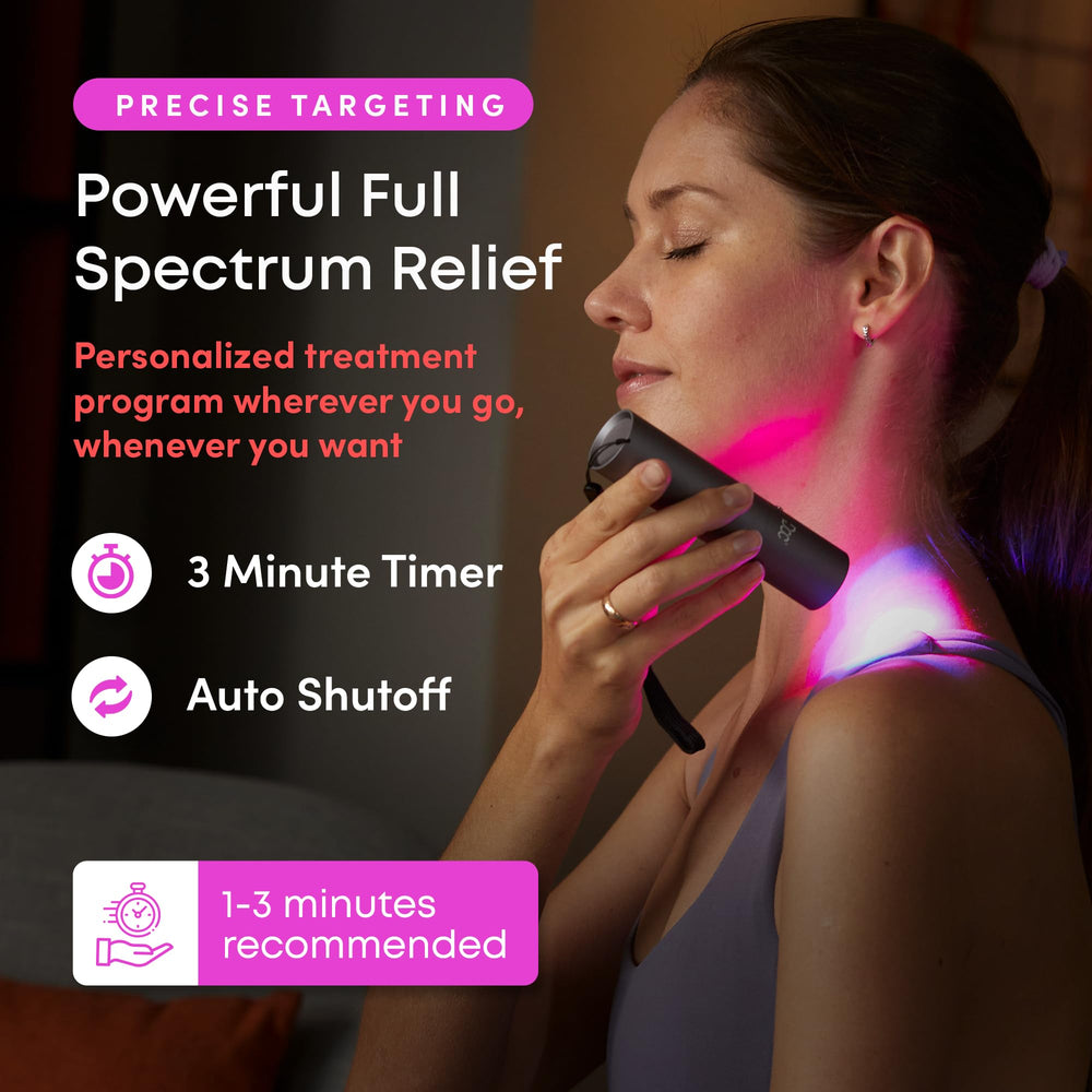 LumaDoc therapy torch on neck area demonstration for pain support