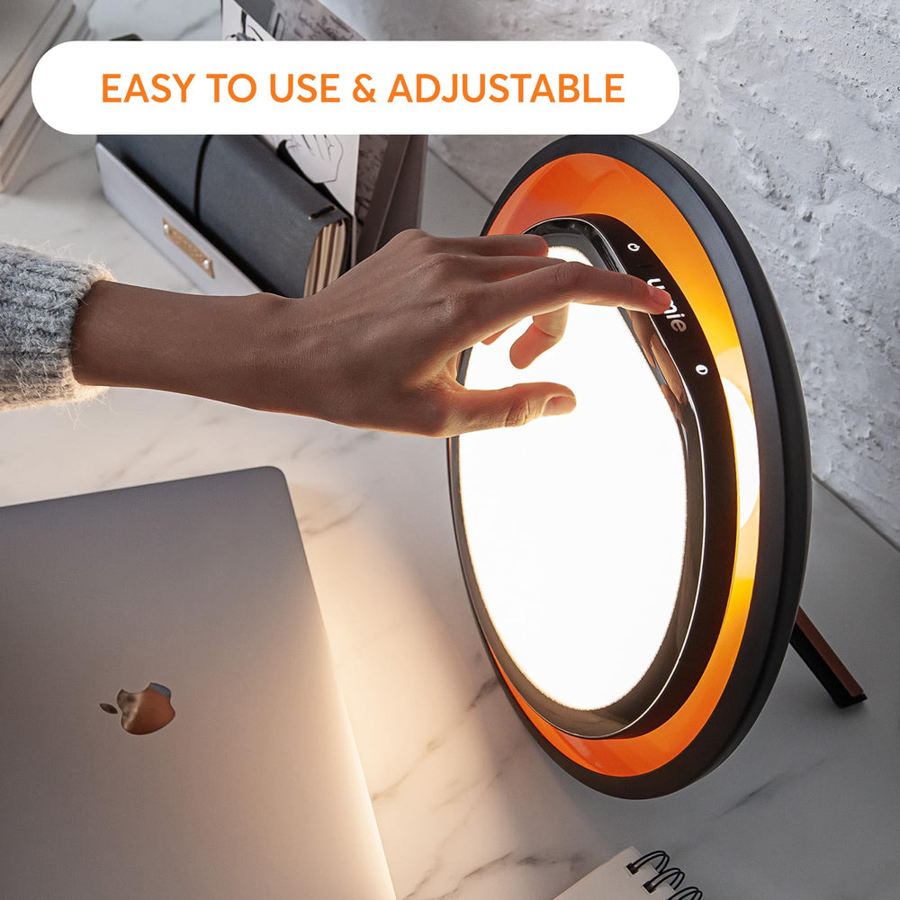 Lumie Halo Evening Mode reduces blue light for calm evenings.