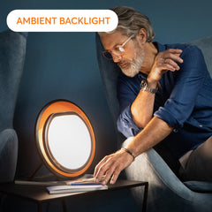 Lumie Halo sleep-wake reset on desk for daytime focus.