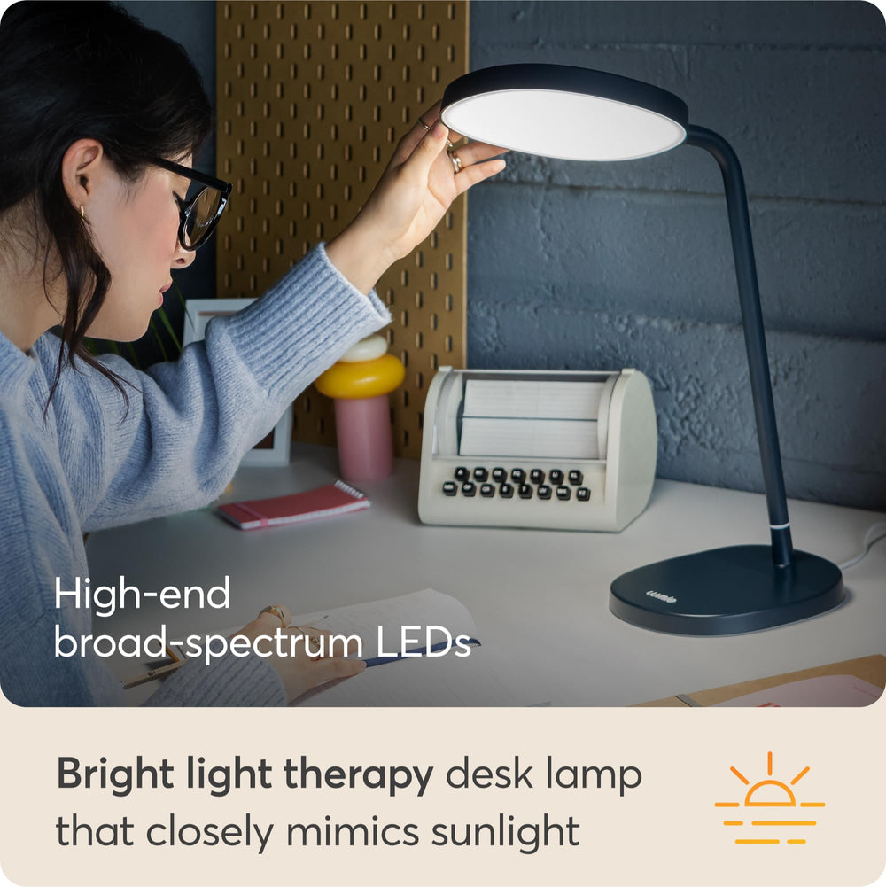 Lumie Task neck and stem adjustability for comfortable all-day lighting