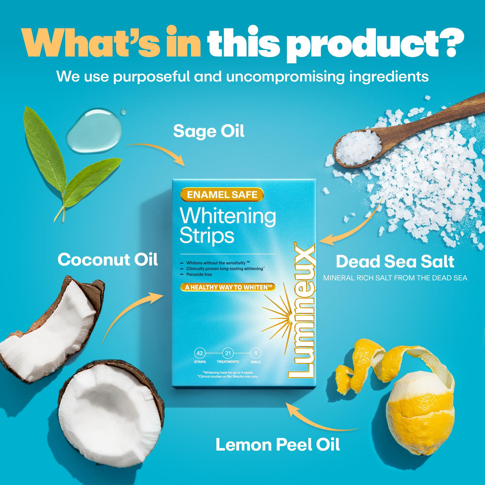 Lumineux duo set packaging with product box highlighting peroxide-free formula.