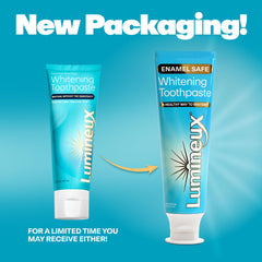 Lumineux toothpaste 2-pack tubes ready for daily brushing and enamel-friendly whitening.