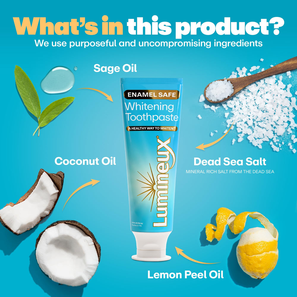 Lumineux toothpaste tube ready for gentle enamel-friendly whitening