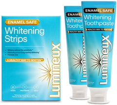 Lumineux whitening strips application boosts confidence with a gentle, enamel-safe whitening process.
