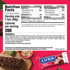 LUNA Bar on the go packaging ideal for travel workouts or office breaks.