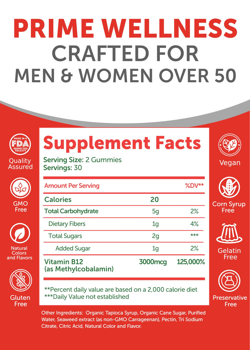 Lunakai B12 gummies non-GMO formula image with clean ingredient sourcing