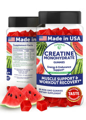 Lunakai creatine gummies packaging in a 60-count bottle for on-the-go use.