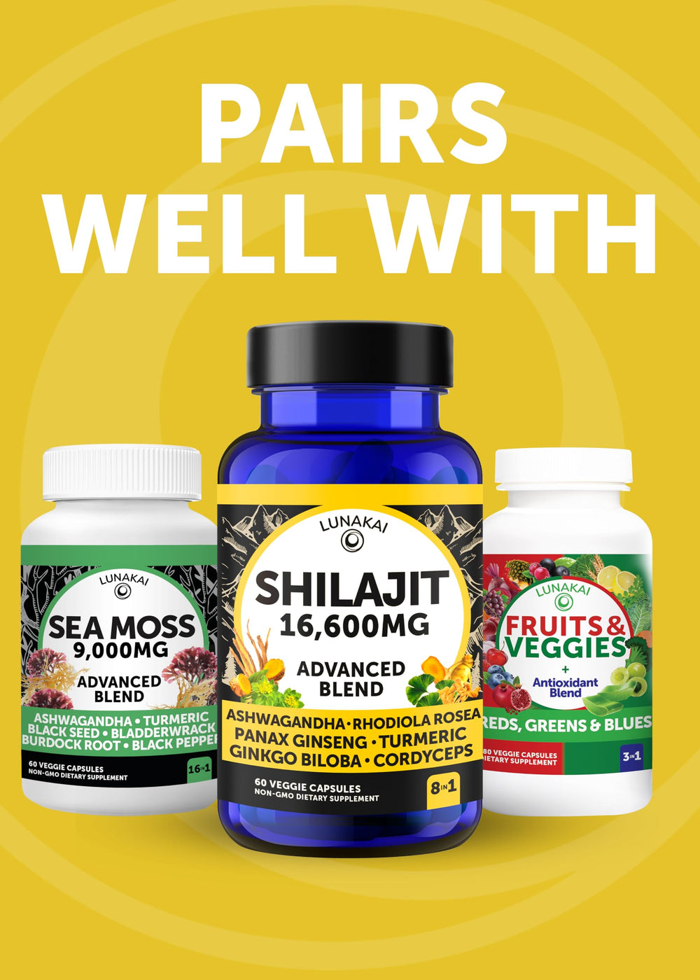 Lunakai GMP-certified non-GMO Shilajit supplement ensuring purity.
