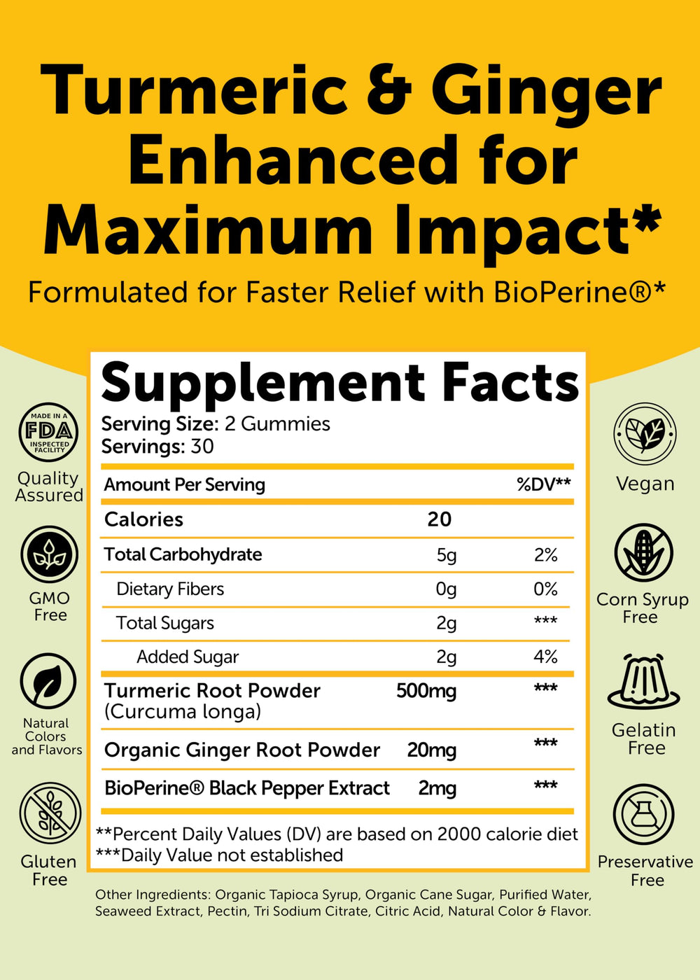Lunakai ingredients label featuring turmeric and ginger, natural sources highlighted
