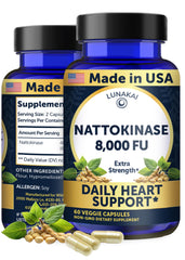 Lunakai nattokinase bottle front view showing easy daily use for circulation support
