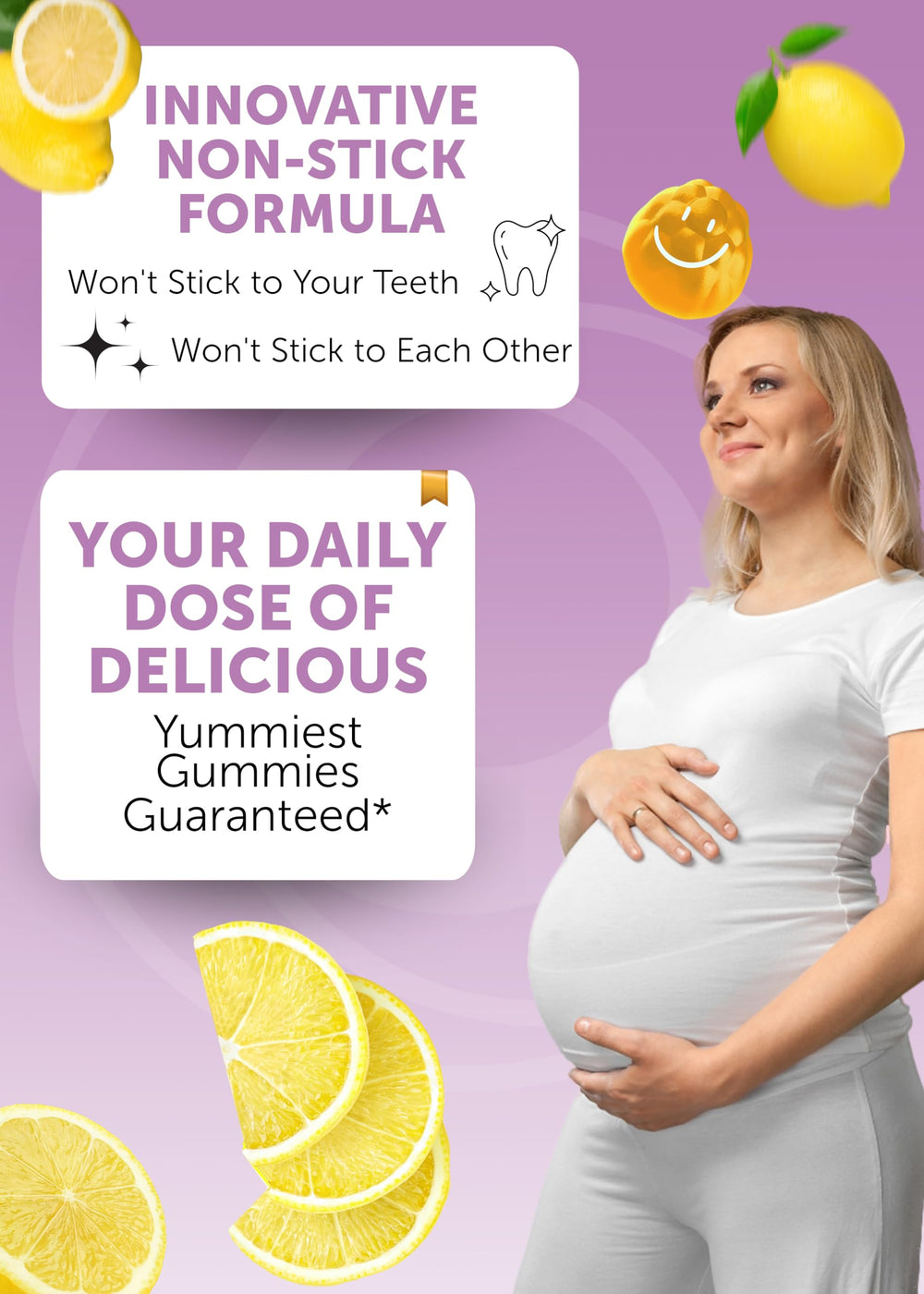 Lunakai prenatal gummies close-up showing soft texture for easy daily use.