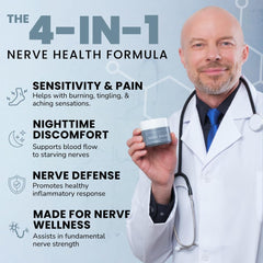 Lune Nerve Balm ingredients chart emphasizes arnica and magnesium for skin nourishment.