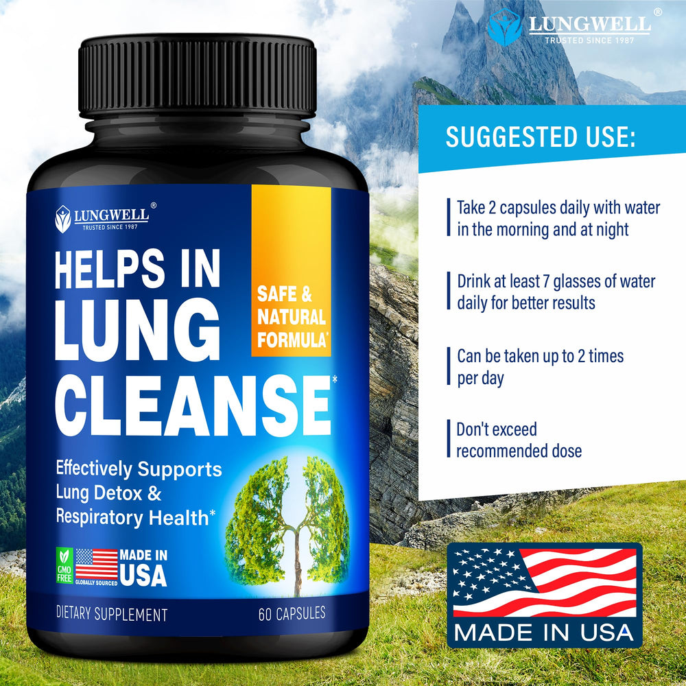Lungwell vitamin C and D3 enhances antioxidant support for lungs during daily activities.