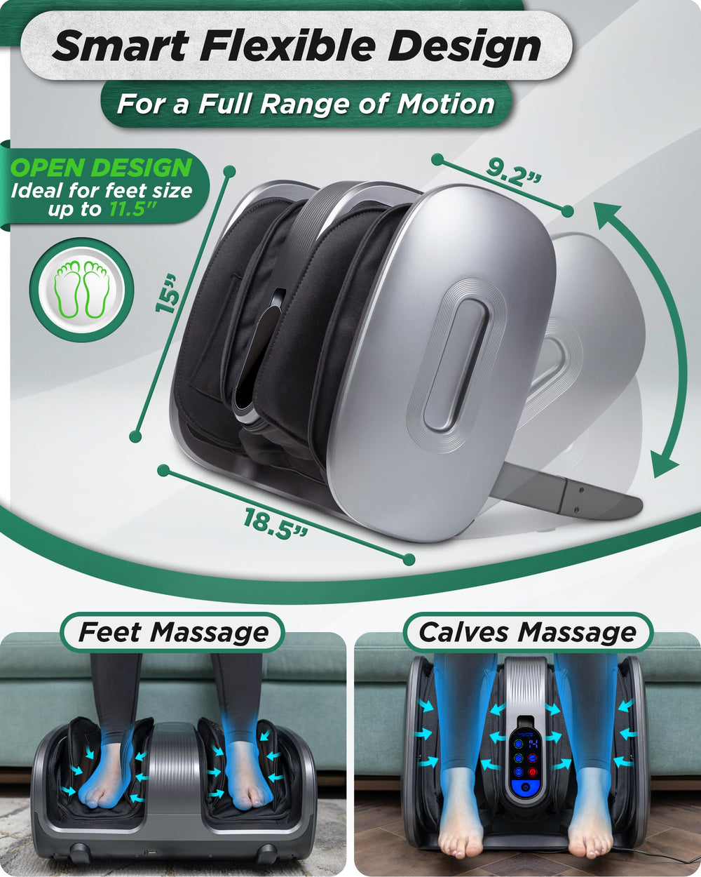 Lunix LX21 calf massage mode demonstrates full lower-leg relaxation in action.