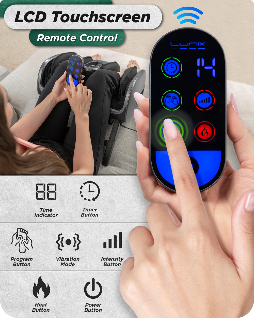Lunix LX21 remote control interface offers simple, personalized control.