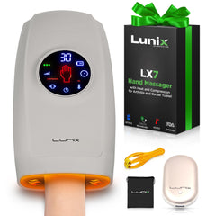 Lunix LX7 hand massager cordless in use offering portable relief during work