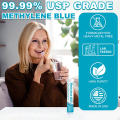Lunza Methylene Blue tablets closeup of small, easy-to-swallow pills for sustained energy