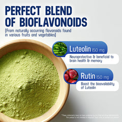LutiMax luteolin and rutin ingredients visualization emphasizing flavonoid blend