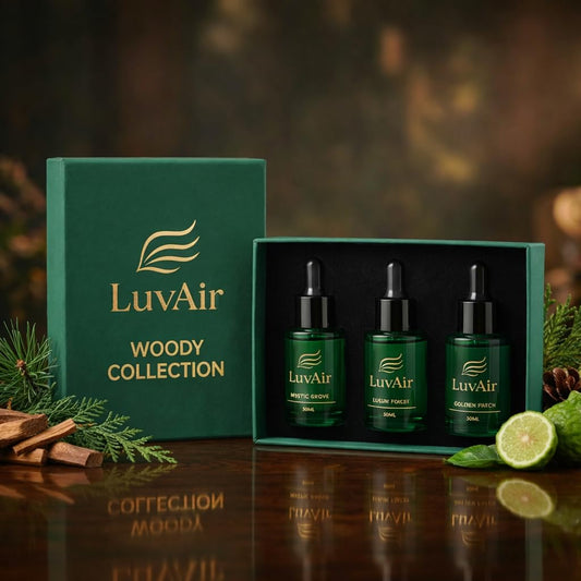 LuvAir Floral collection 30ml bottles for premium aromatherapy at home.