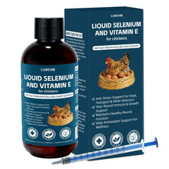 LuxeVib E+S Poultry Vitality Formula bottle pour supports easy feed integration for steady energy