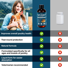 LuxeVib E+S Poultry Vitality Formula with hen and chick scene emphasizes seasonal care support