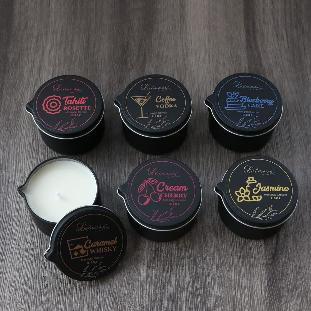 LUXMASA Cream Cherry candle reveals creamy glow and skin-softening massage oil.