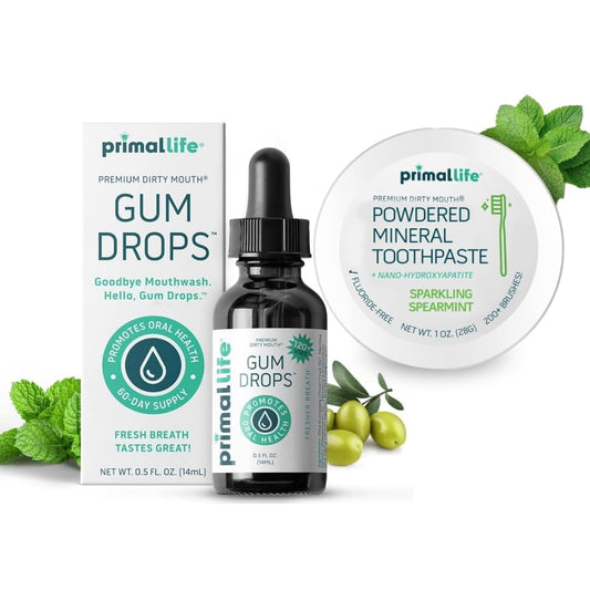 LuxProdX Primal Dirty Mouth Serum bottle with spearmint for fresh breath