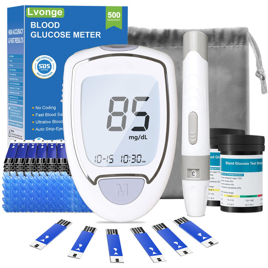 Lvonge glucose monitor kit front view with easy-to-read display for home use.