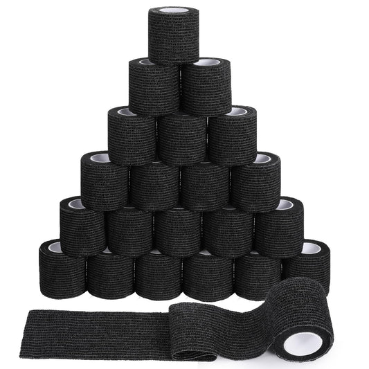 Lyksgir black self-adhesive bandage wrap 2in x 5yd for quick, clip-free wrapping