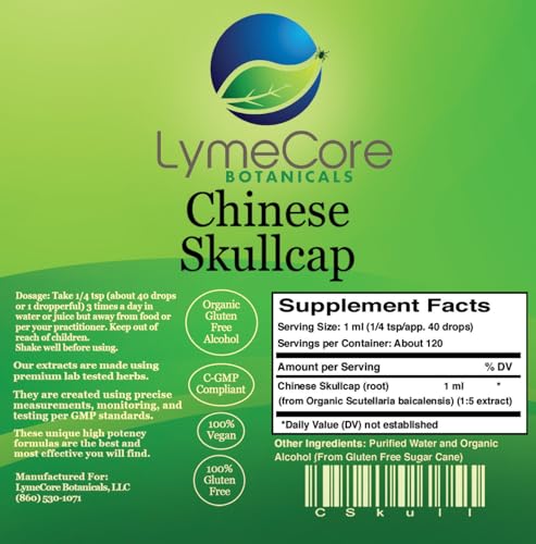 LymeCore Botanicals Chinese Skullcap liquid drops illustrating fast absorption for daily use.