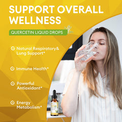 M inch Quercetin Liquid Drops ingredients feature bromelain and elderberry
