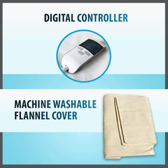 ThermoRelief washable flannel cover prevents skin saturation during use.