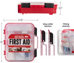 M2 BASICS emergency supplies with bandages, gauze, and antiseptic wipes for basic care