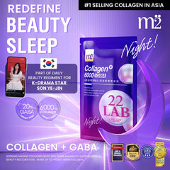 M2 Liquid Collagen sachets close-up showing single-dose convenience.