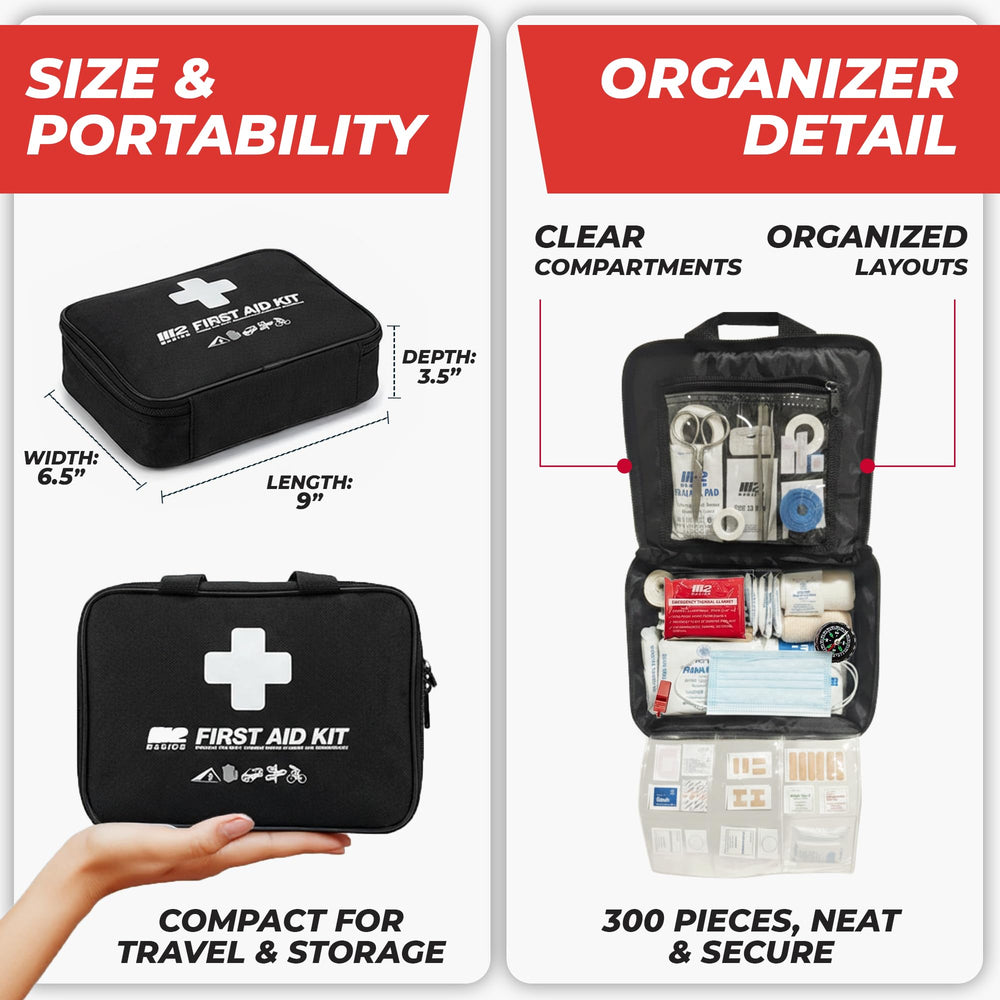 Compact, durable case houses essential bandages and gauze for everyday minor injuries.