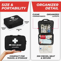 Compact, durable case houses essential bandages and gauze for everyday minor injuries.