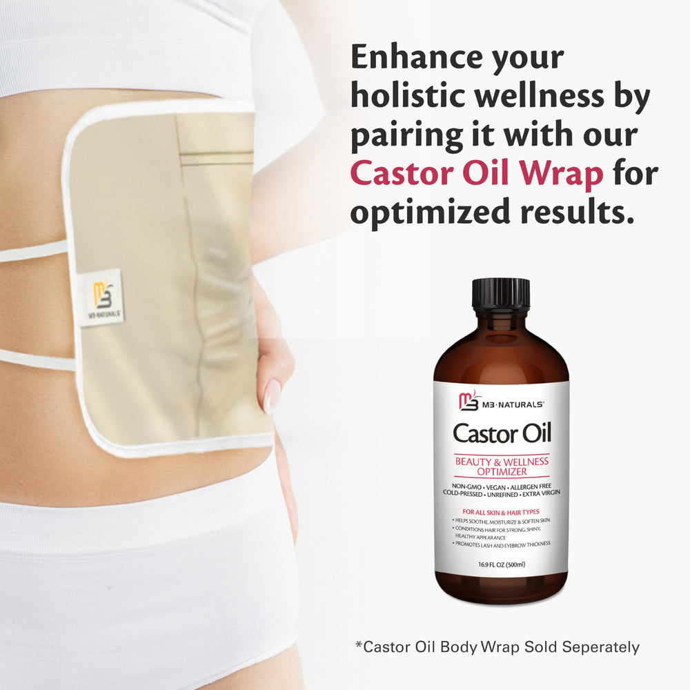M3 Naturals cold-pressed oil in glass bottle preserves nutrients and purity.